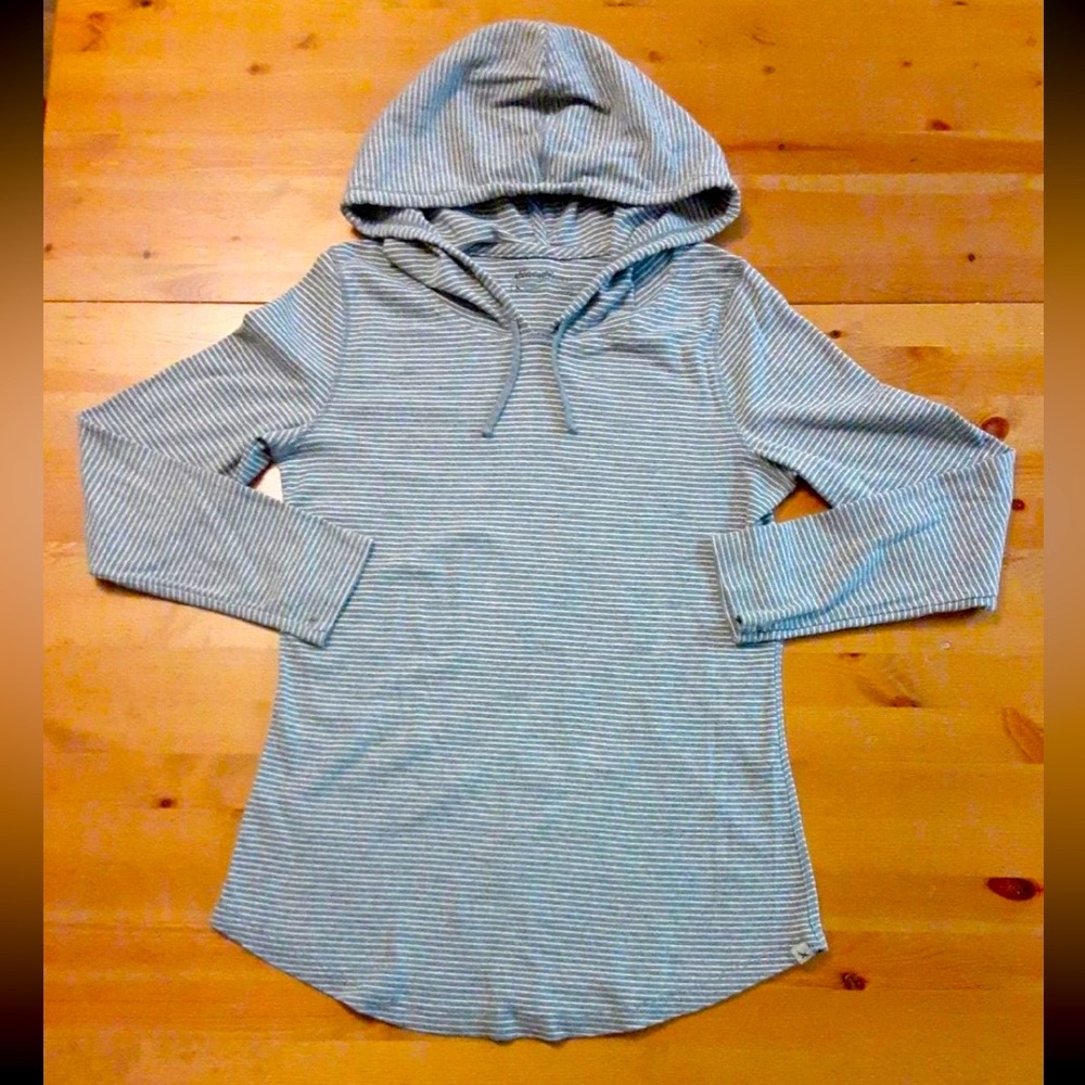 NWOT Eddie Bauer Outdoor Lightweight Gray/White Striped Hoodie